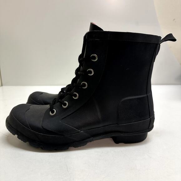 Lauren by Ralph Lauren Mikenna-bo-Rai Lace Up Rain Boot Black Rubber Women's 7 - Picture 1 of 12